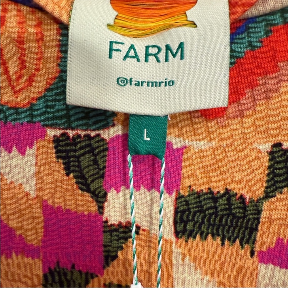 🪘 FARM Rio Multicolor Geometric Patches Tribal twist rope belted Dress Large - Picture 7 of 14